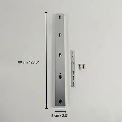 Silver metal ceiling mounting plate, 60 x 5 cm (23.6 x 2.0 inches) dimensions