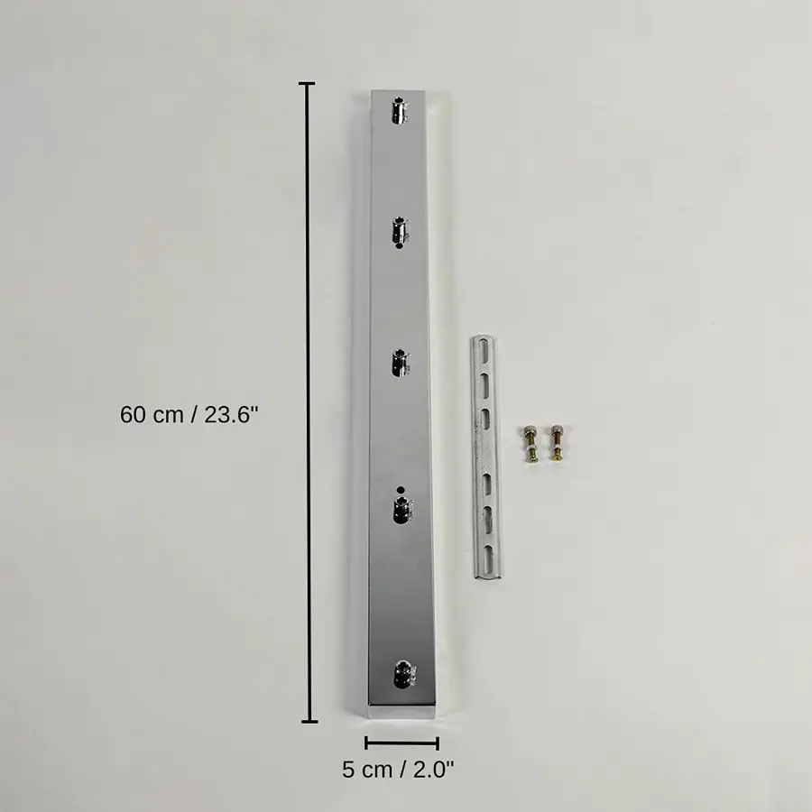 Silver metal ceiling mounting plate, 60 x 5 cm (23.6 x 2.0 inches) dimensions