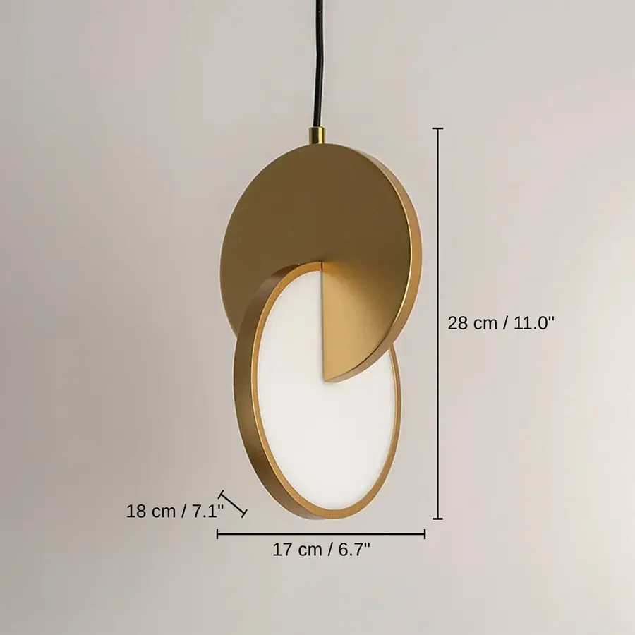 Eclipse Pendant 2 Piece Light - Gold, 28 x 17 x 18 cm (11.0 x 6.7 x 7.1 inches) dimensions