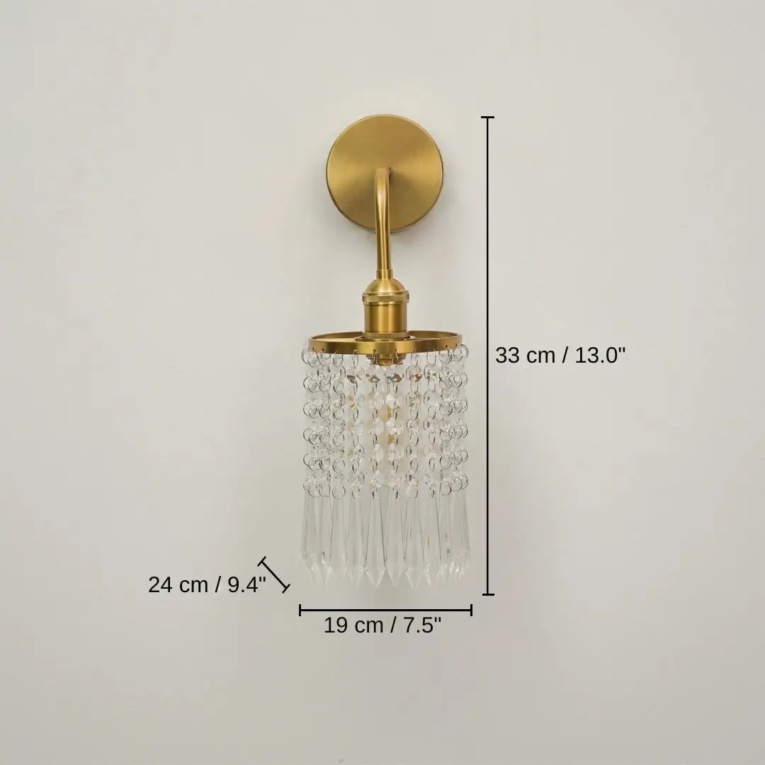 French Crystal Wall Lamp, 33 x 19 x 24 cm (13.0 x 7.5 x 9.4 inches) dimensions