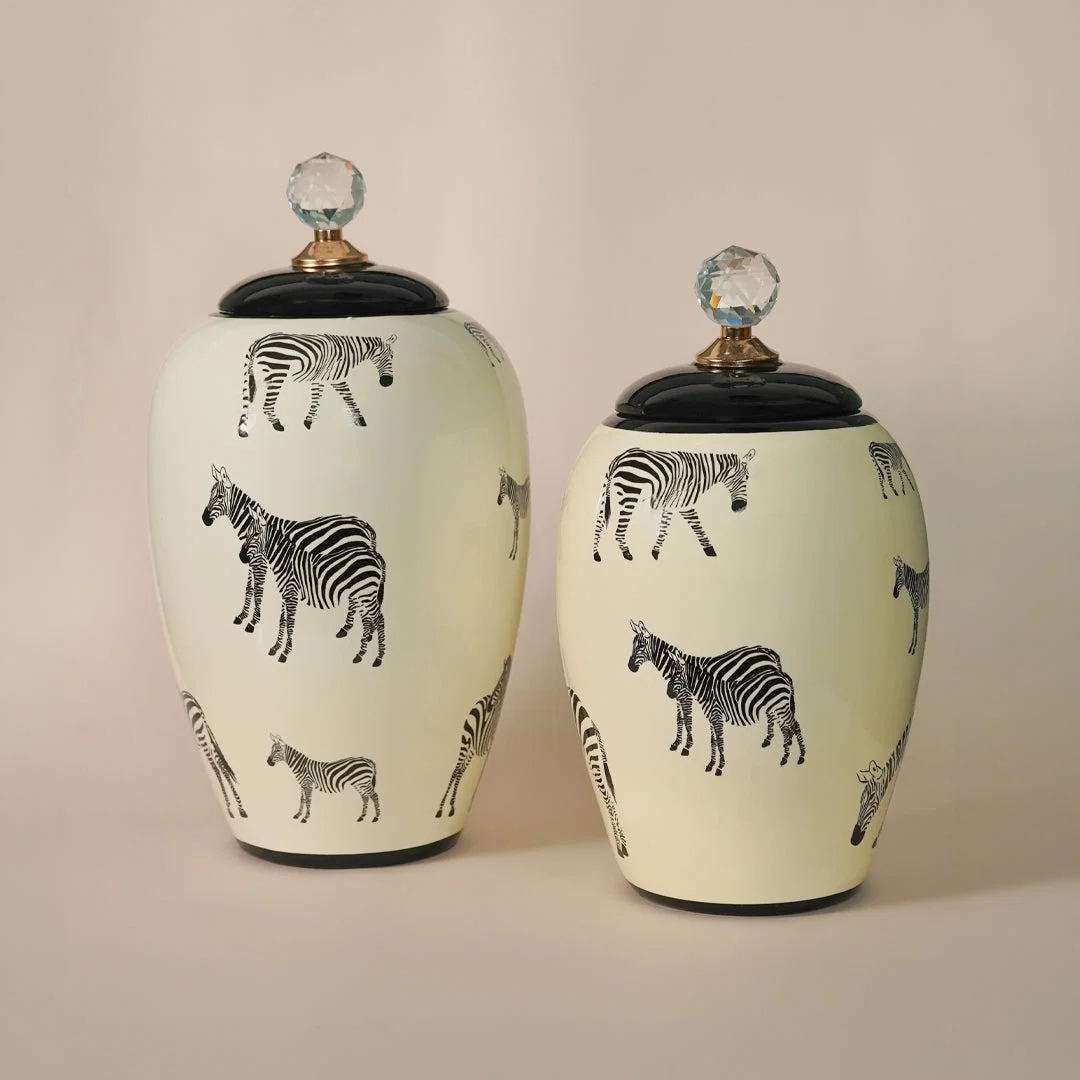 Glam Zebra Ceramic Ginger Jar - Small