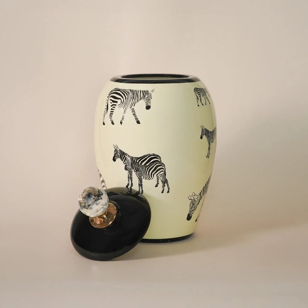 Glam Zebra Ceramic Ginger Jar - Small