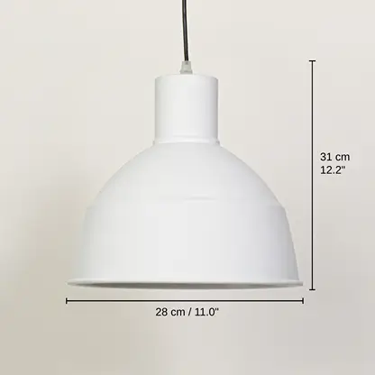 White metal dome pendant light, 31 x 28 x 28 cm (12.2 x 11.0 x 11.0 inches) dimensions