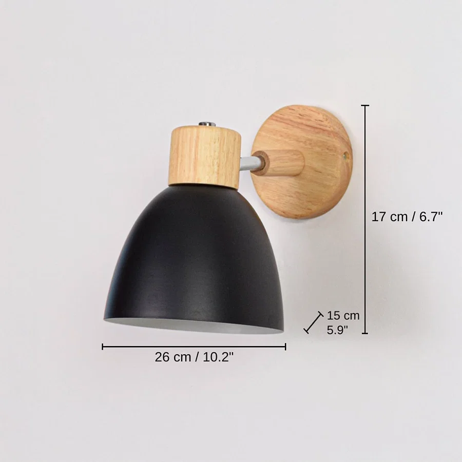 Ksovv Adjustable Wall Sconce - Black, 17 x 26 x 15 cm (6.7 x 10.2 x 5.9 inches) dimensions