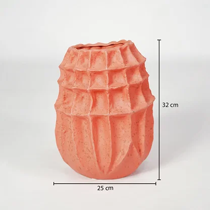 Coral textured ceramic vase dimension image with 32 cm height and 25 cm width for modern floor decor.