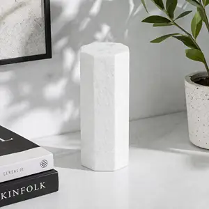 Modern Six-Sided Geometric Display Column - White