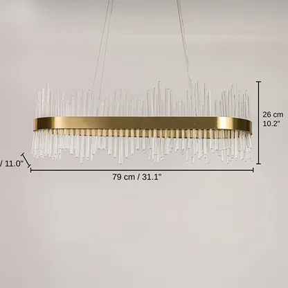 Modern Waterfall Rectangular LED Chandelier, base 26 x 79 x 28 cm (10.2 x 31.1 x 11.0 inches), canopy 30 x 9 cm (11.8 x 3.5 inches) dimensions