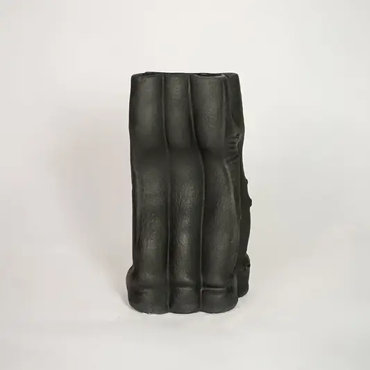 Modern black ceramic textured decorative floor vase ideal for dried flower arrangement in living room corner and stylish home decor.