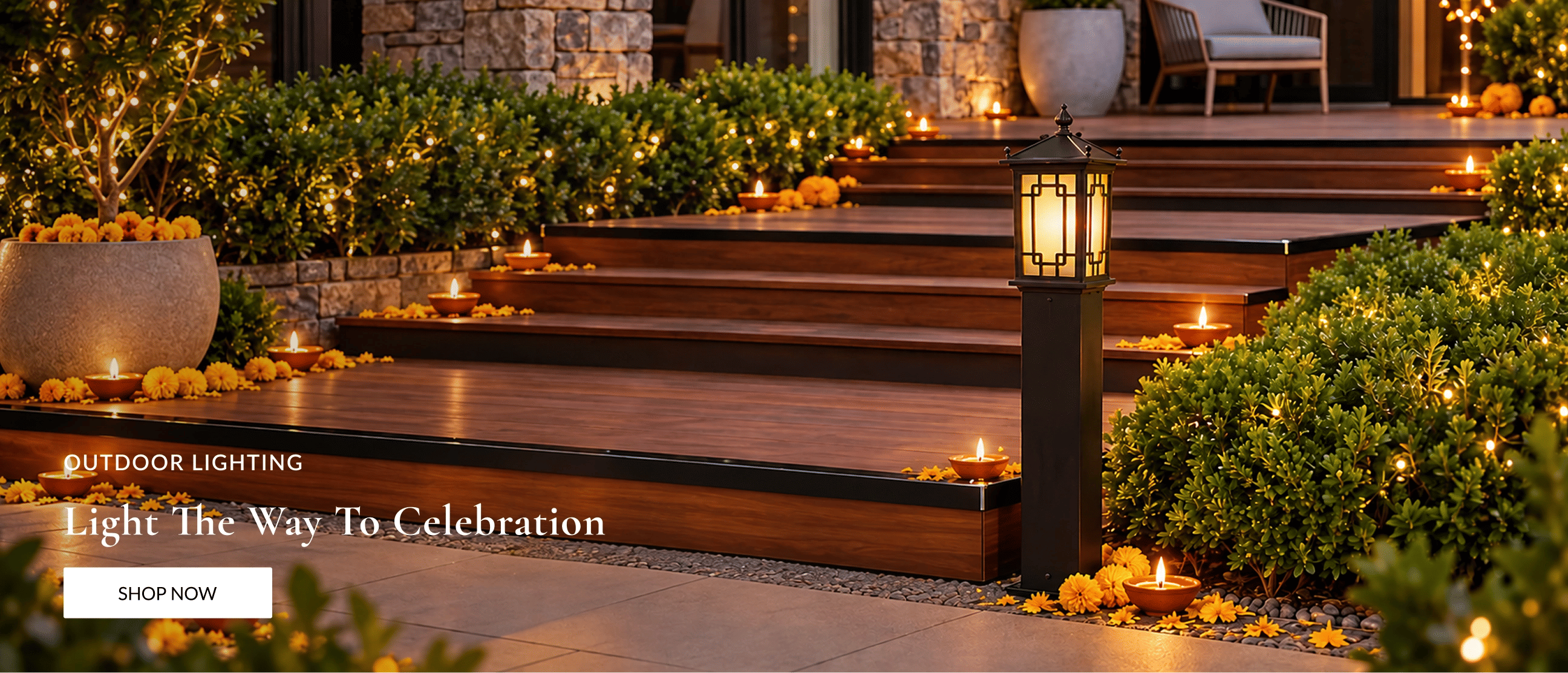 Outdoor lighting banner