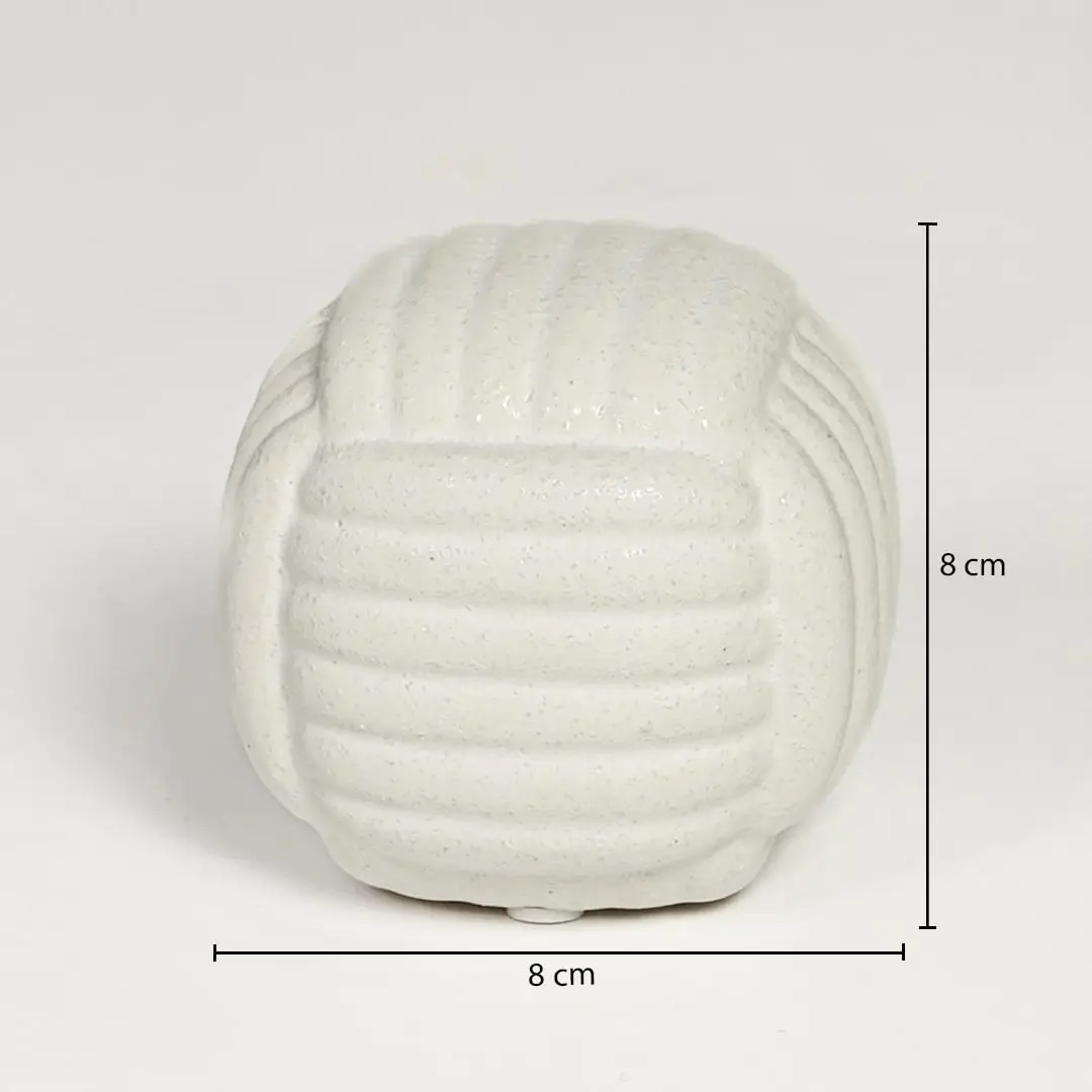 White ceramic textured decorative bowl measuring 8 cm height and 8 cm width perfect for small tabletop decor display.