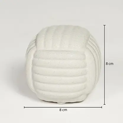 White ceramic textured decorative bowl measuring 8 cm height and 8 cm width perfect for small tabletop decor display.