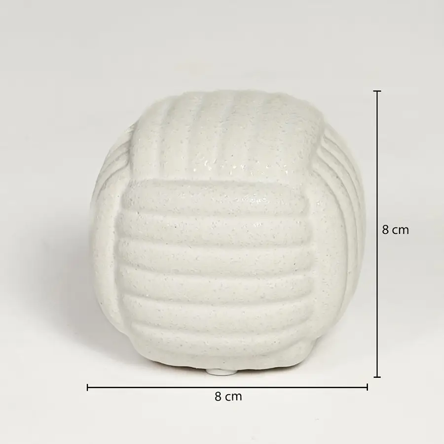 White ceramic textured decorative bowl measuring 8 cm height and 8 cm width perfect for small tabletop decor display.