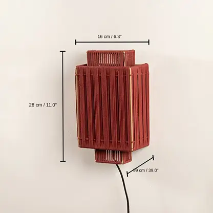 Wall mounted wooden light fixture, 28 x 16 x 9 cm (11.0 x 6.3 x 3.5 inches) dimensions