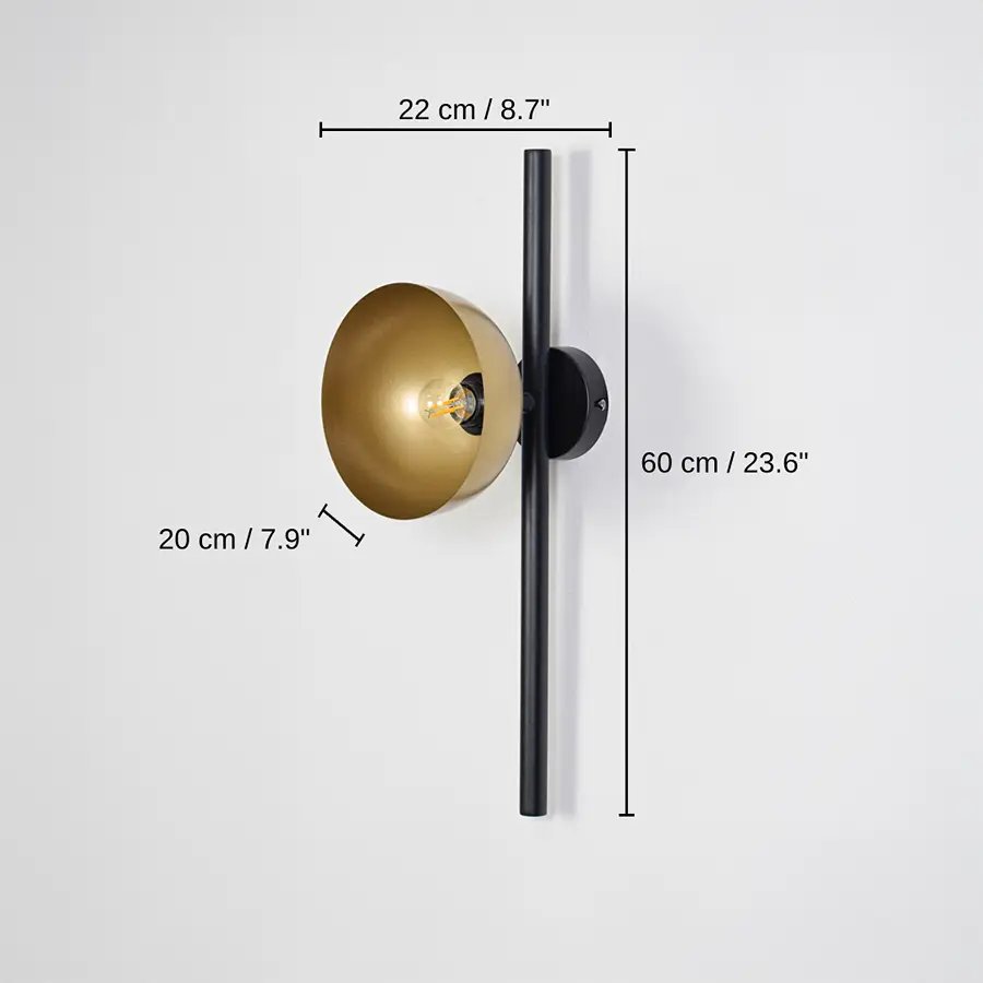 Roma Linear Wall Light, base 60 x 22 x 20 cm (23.6 x 8.7 x 7.9 inches), canopy 10 x 10 cm (3.9 x 3.9 inches) dimensions