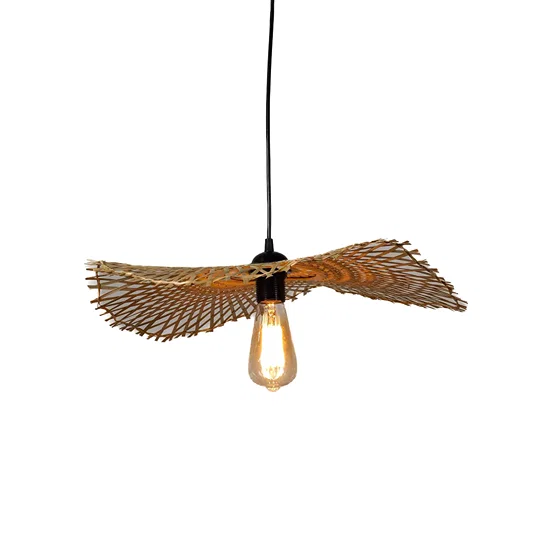 Rustic rope pendant light with exposed bulb and wing design hanging lamp for bedroom living room vintage decor lighting.
