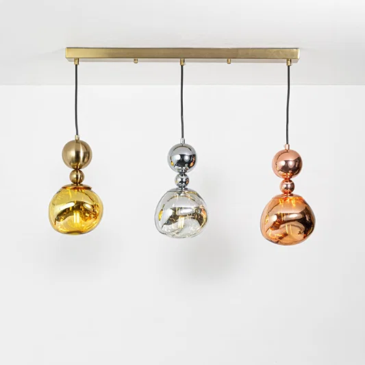 Amber silver and copper glass pendant lights showcasing stylish designs for contemporary home decor.