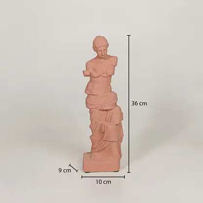 Cerammic resin lady sculpture measuring 36 cm height and 10 cm width for modern tabletop decor placement.