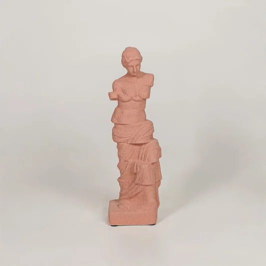 Cerammic resin female bust sculpture decor accent for modern tabletop shelf and console decor placement.