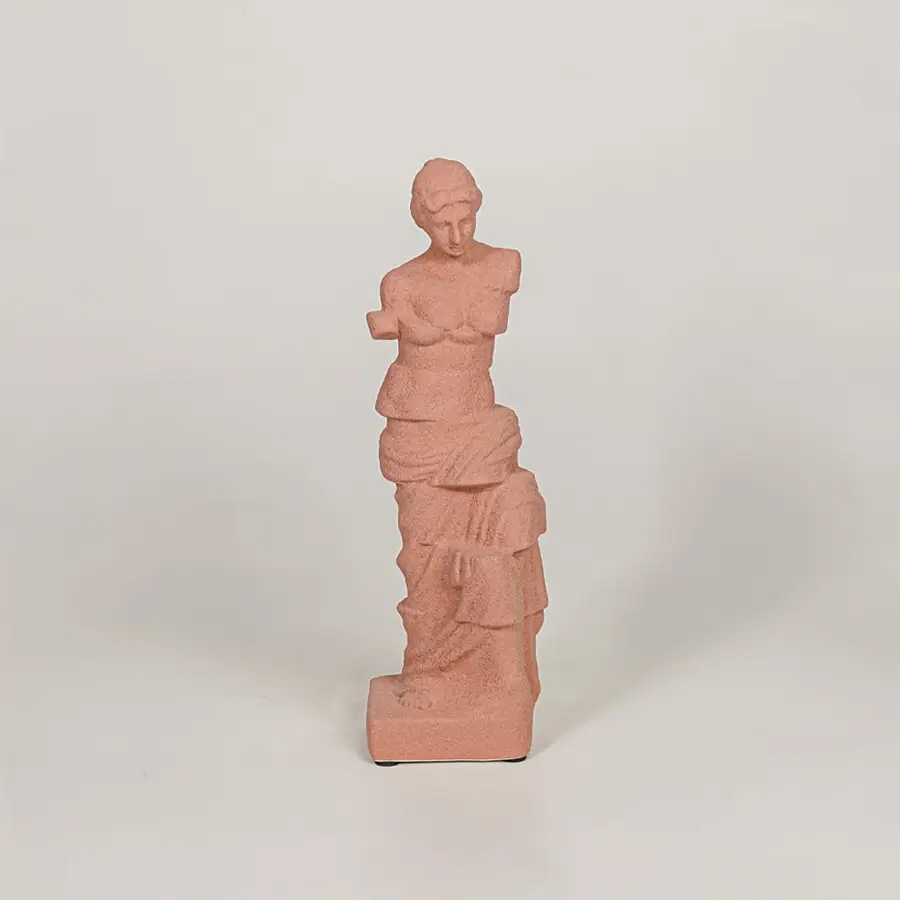 Cerammic resin female bust sculpture decor accent for modern tabletop shelf and console decor placement.