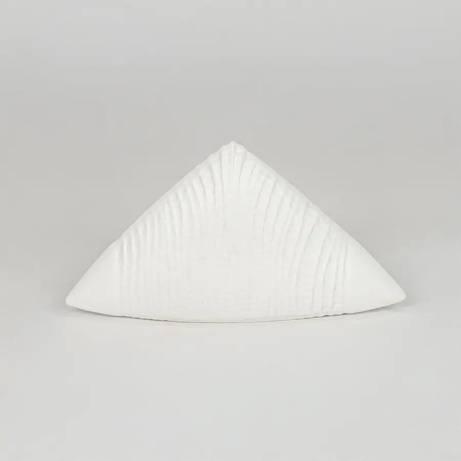 Modern white decorative ceramic showpiece isolated clean background stylish home decor accent piece.